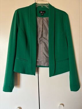 AB Studio Emerald Green Open-Front Blazer